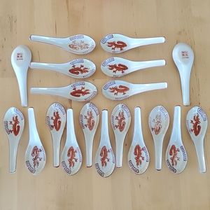 Set of 19 vintage Japanese hand painted spoons